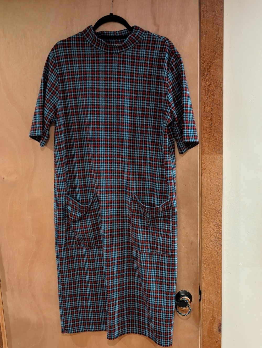 Zara Red & Blue Plaid Pocket Dress- XL